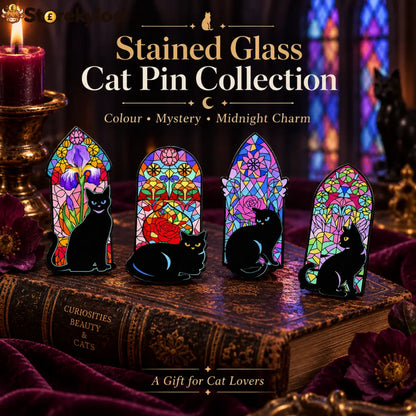 🐈‍⬛🪟stained Glass Black Cat Enamel Pin Collection Gothic Cathedral Window Lapel Pins Gift For Cat Lovers & Dark