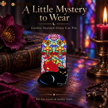 🐈‍⬛🪟stained Glass Black Cat Enamel Pin Collection Gothic Cathedral Window Lapel Pins Gift For Cat Lovers & Dark