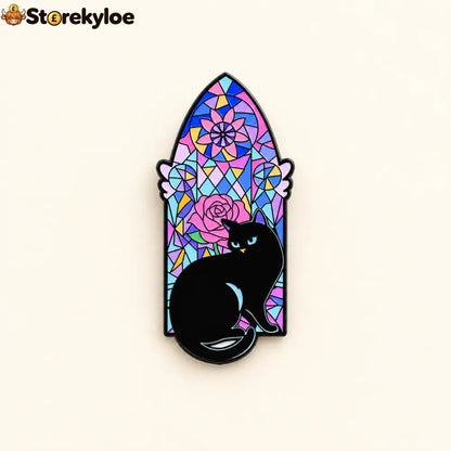 🐈‍⬛🪟stained Glass Black Cat Enamel Pin Collection Gothic Cathedral Window Lapel Pins Gift For Cat Lovers & Dark