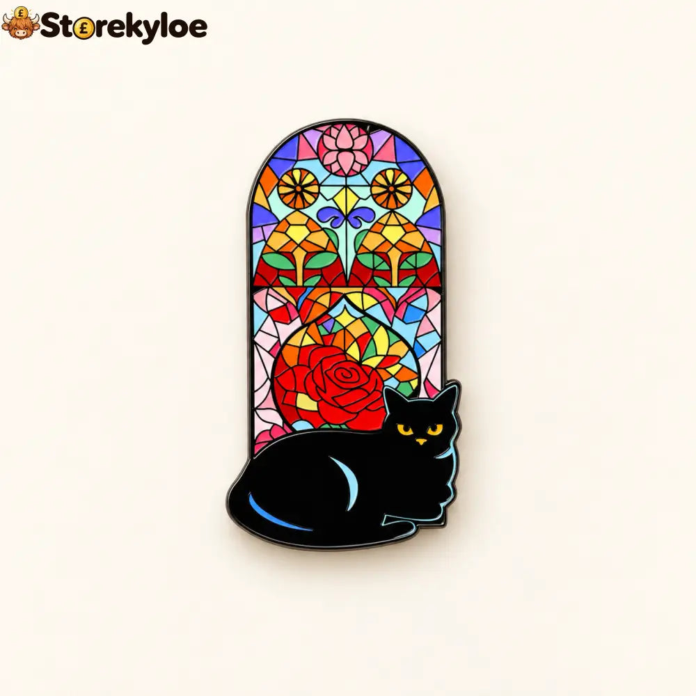 🐈‍⬛🪟stained Glass Black Cat Enamel Pin Collection Gothic Cathedral Window Lapel Pins Gift For Cat Lovers & Dark