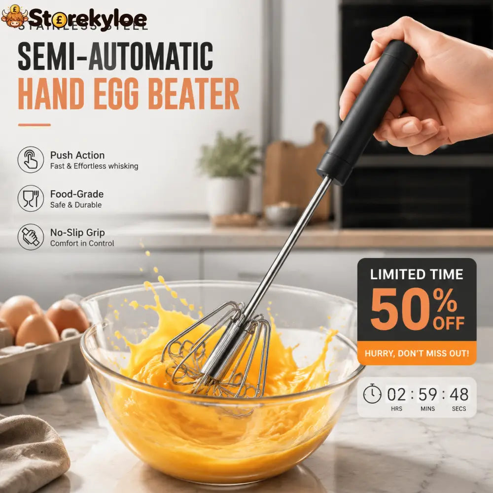 🔥Stainless Steel Hand Egg Beater 🥚✨ | Effortless Whisking – No Batter Splatter Dishwasher Safe & Built to Last 🔧