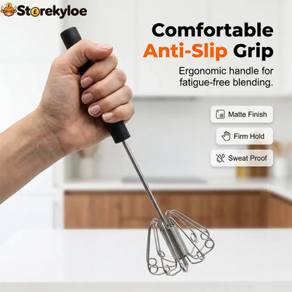 🔥Stainless Steel Hand Egg Beater 🥚✨ | Effortless Whisking – No Batter Splatter Dishwasher Safe & Built to Last 🔧