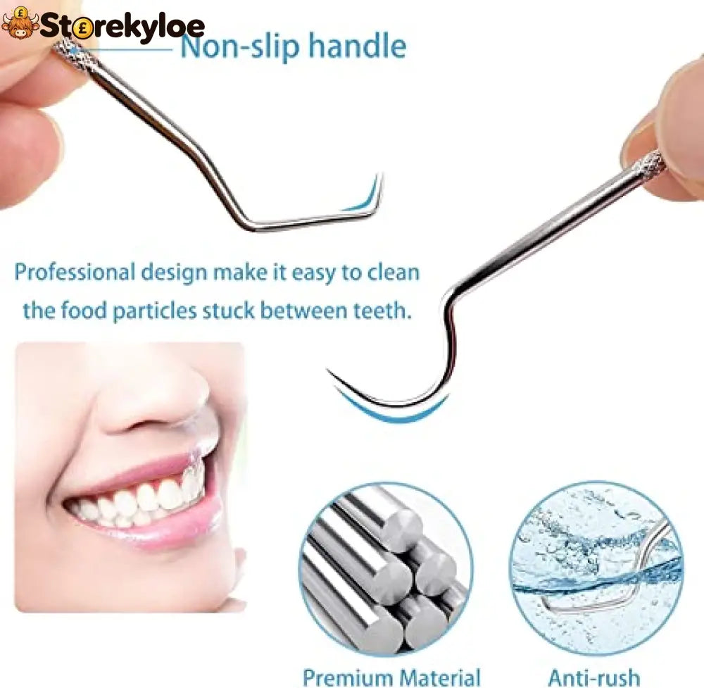 🏷️Stainless Steel Toothpick Set - 7-piece set in aluminum tube with dental floss - 1 set - bagged