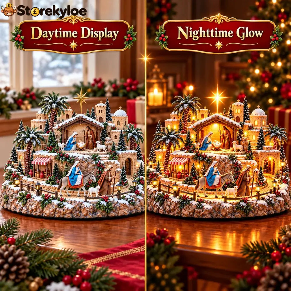 🌟🎄 Star of Bethlehem Journey™ – Lighted Nativity Christmas Village with Mary’s Holy Journey