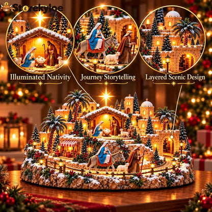 🌟🎄 Star of Bethlehem Journey™ – Lighted Nativity Christmas Village with Mary’s Holy Journey