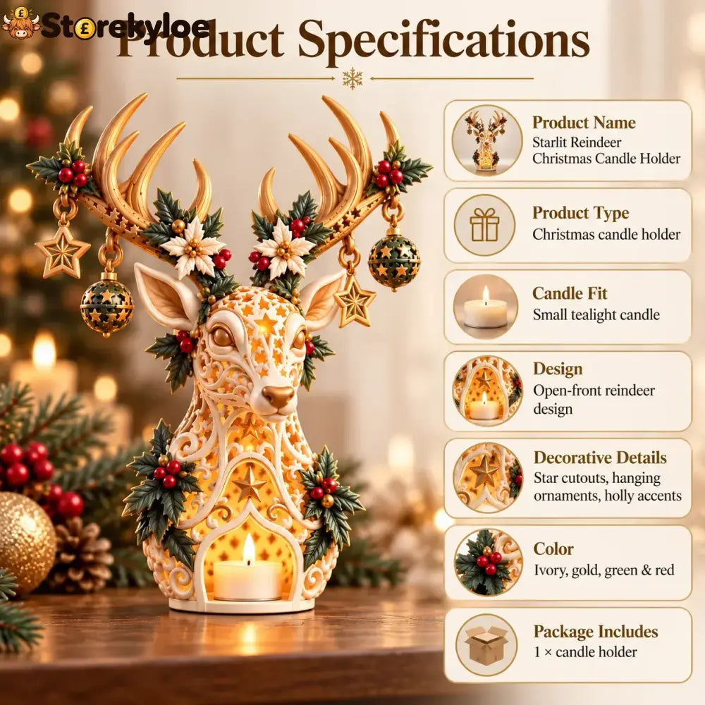 🦌 Starlit Reindeer Christmas Tealight Holder