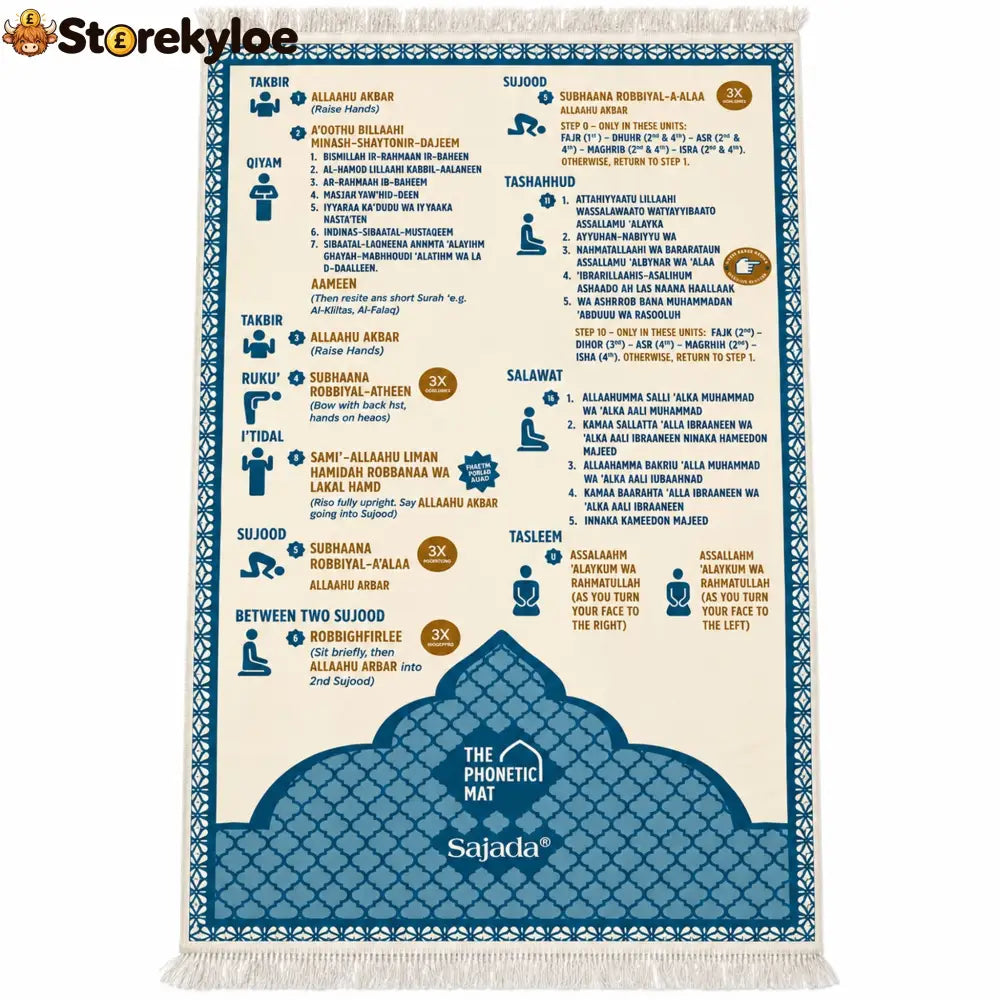 Step-by-Step Phonetic Padded Prayer Mat - English Version