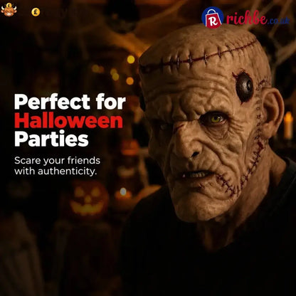 👹 Stitched Monster Full-Head Silicone Horror Mask | Costume Piece