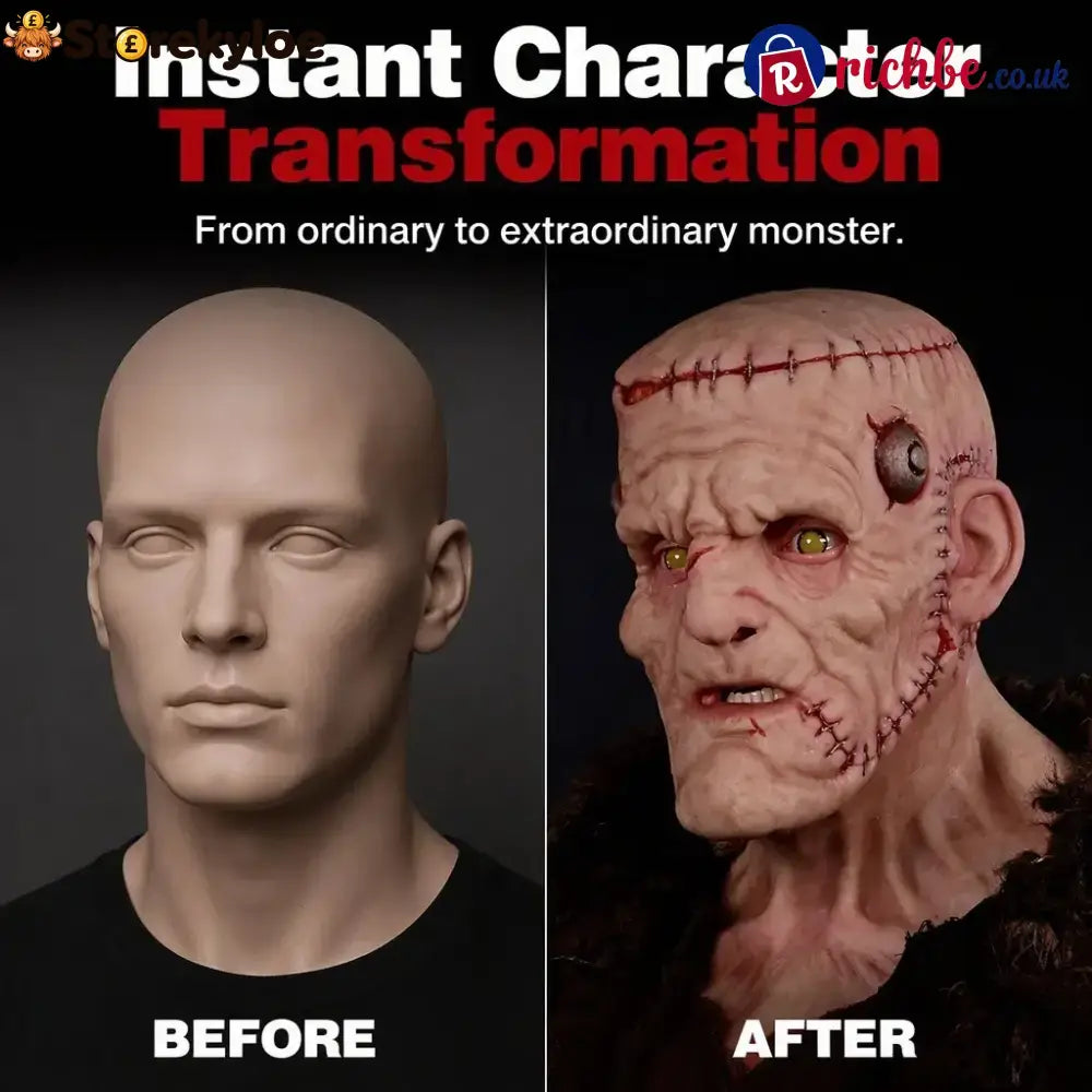 👹 Stitched Monster Full-Head Silicone Horror Mask | Costume Piece