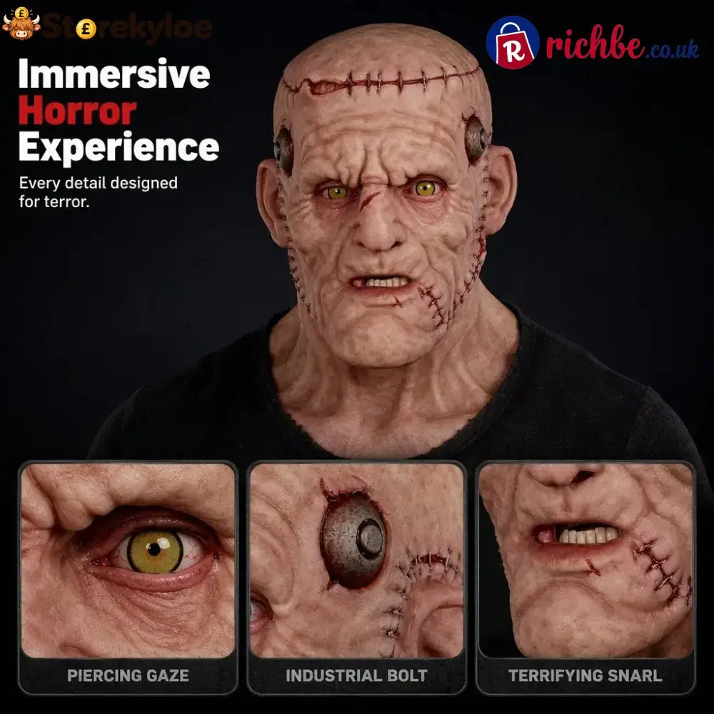 👹 Stitched Monster Full-Head Silicone Horror Mask | Costume Piece