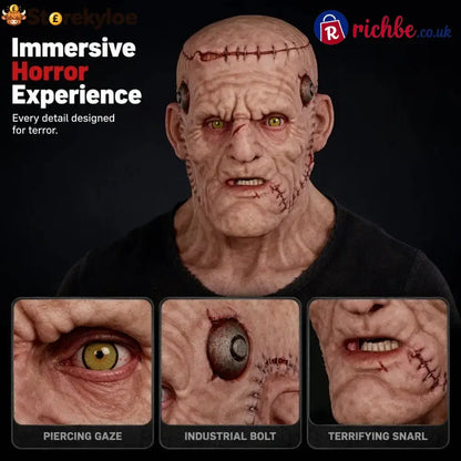 👹 Stitched Monster Full-Head Silicone Horror Mask | Costume Piece