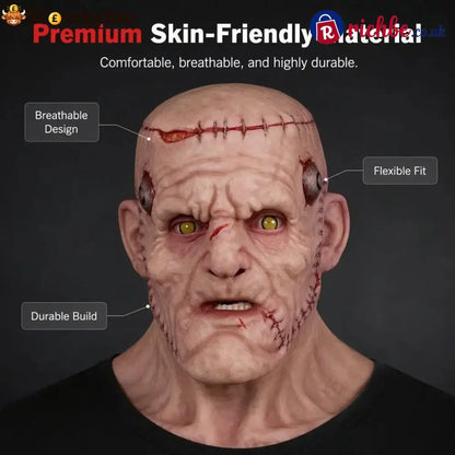 👹 Stitched Monster Full-Head Silicone Horror Mask | Costume Piece