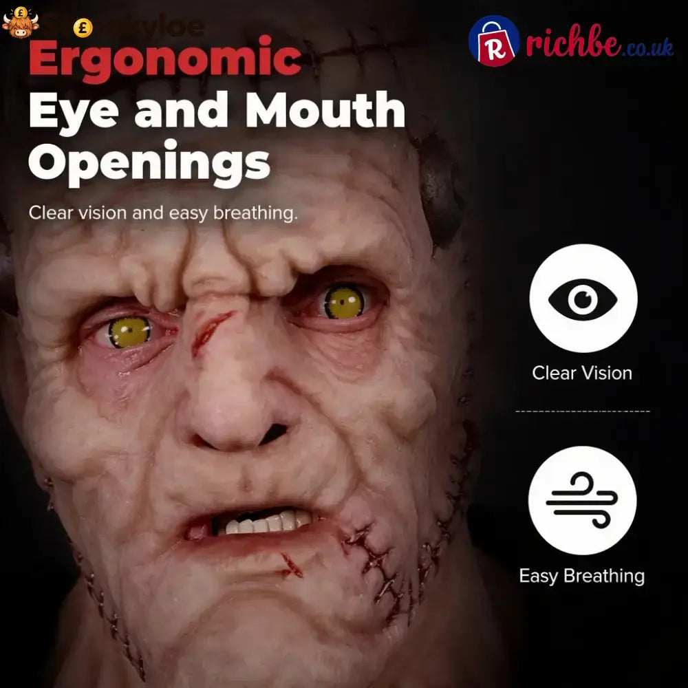 👹 Stitched Monster Full-Head Silicone Horror Mask | Costume Piece
