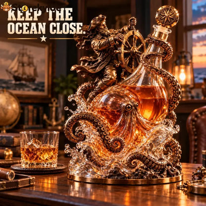 ⚓ Stormbound Captain & Deep-Sea Octopus Whiskey Decanter – 2026 Nautical Collector’s Edition 🥃