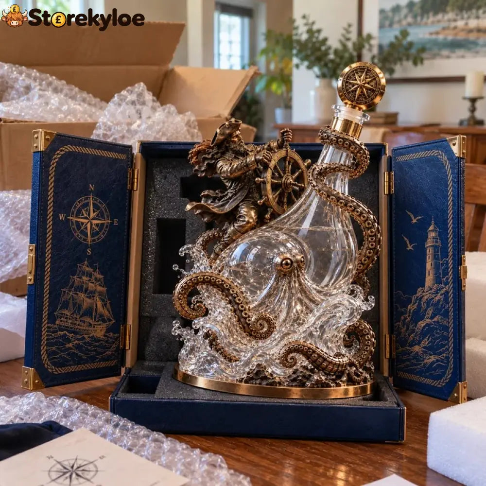 ⚓ Stormbound Captain & Deep-Sea Octopus Whiskey Decanter – 2026 Nautical Collector’s Edition 🥃