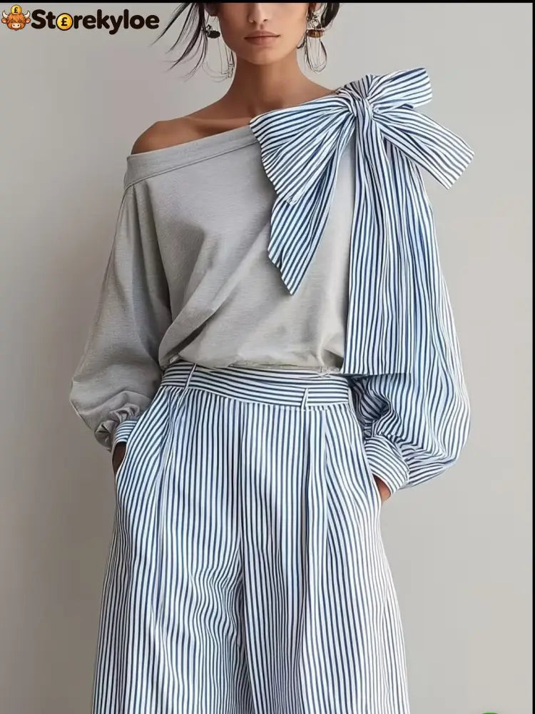 Striped Casual Elegant Straight Pants Women’S Suit