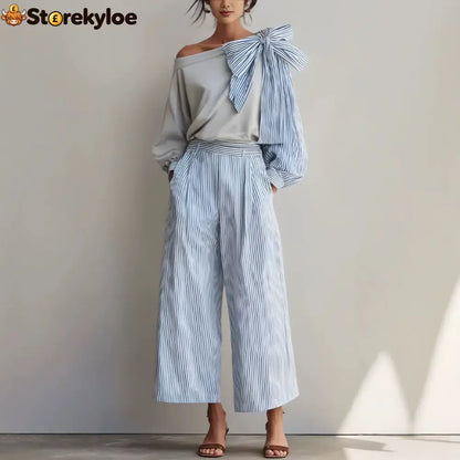 Striped Casual Elegant Straight Pants Women’S Suit