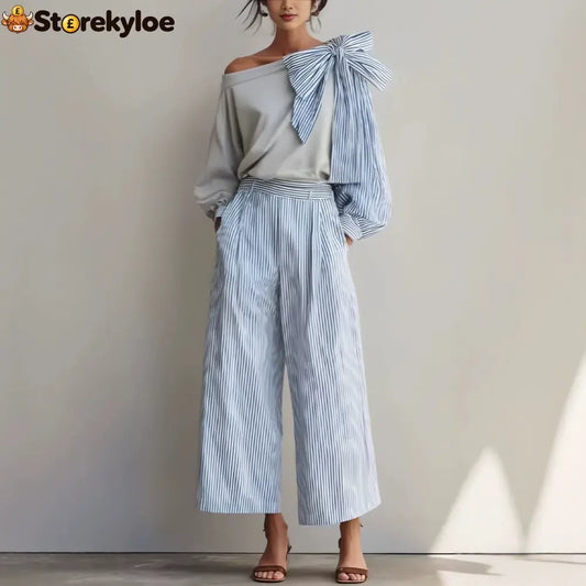 Striped Casual Elegant Straight Pants Women’S Suit