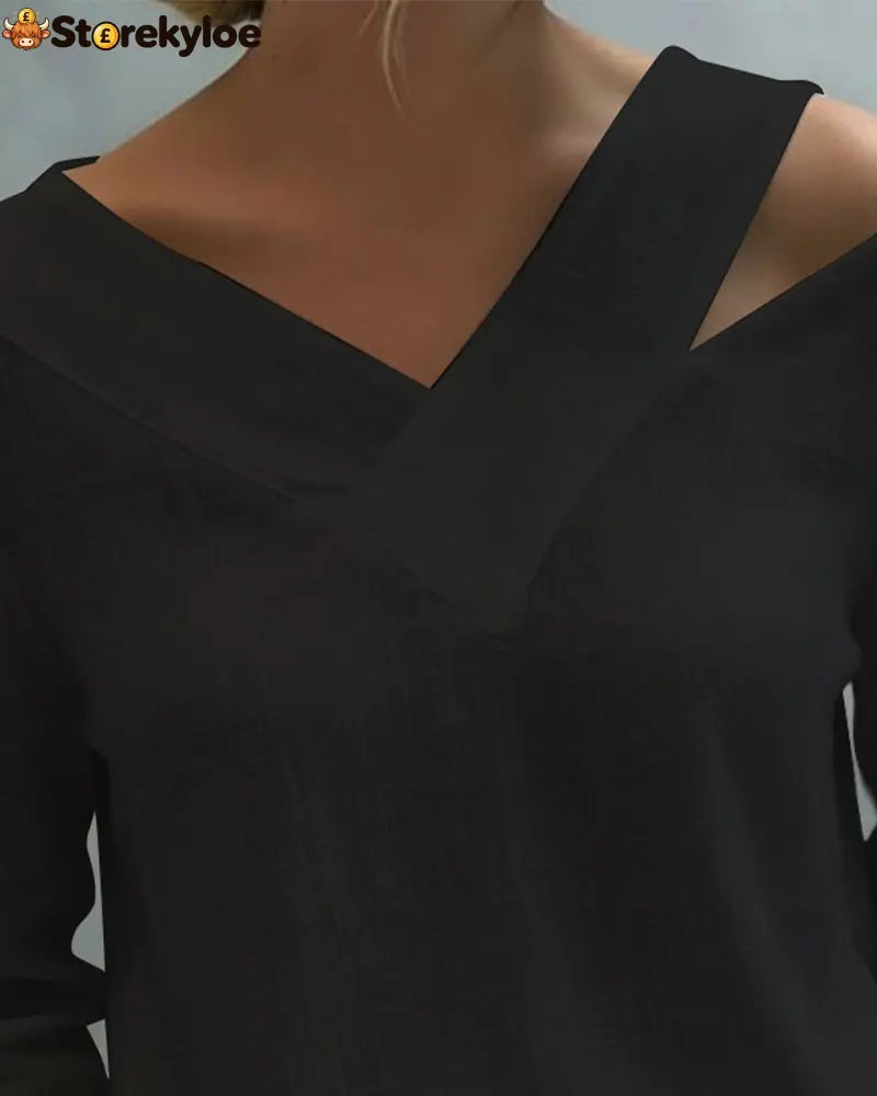 Stylish V-Neck Off-The-Shoulder Top