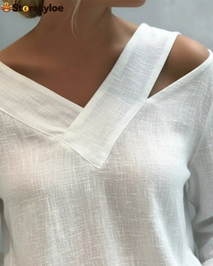 Stylish V-Neck Off-The-Shoulder Top