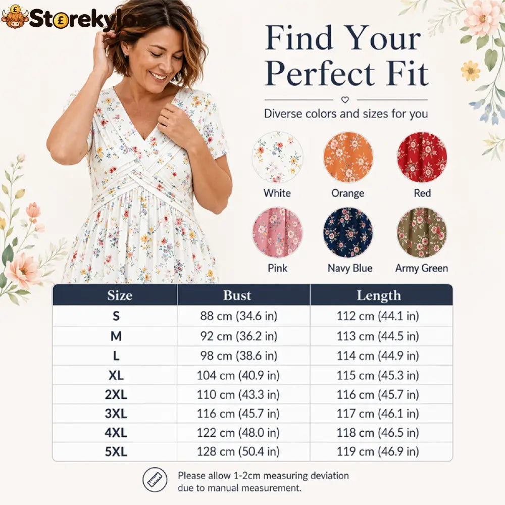 💃Summer Hot Sale 70% OFF🌿⏳Women's V-Neck Floral Print Dress with Twist Waist