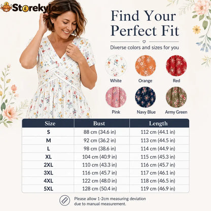 💃Summer Hot Sale 70% OFF🌿⏳Women's V-Neck Floral Print Dress with Twist Waist