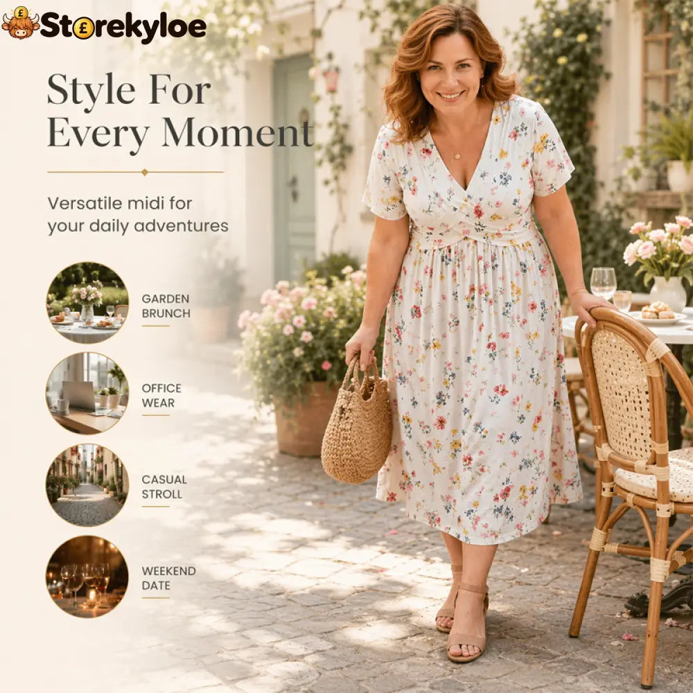 💃Summer Hot Sale 70% OFF🌿⏳Women's V-Neck Floral Print Dress with Twist Waist