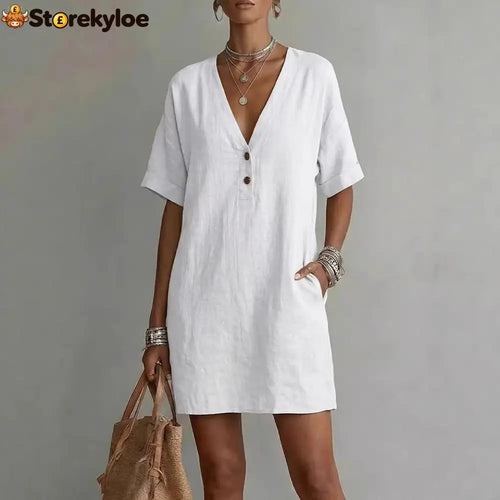 Summer V-Neck Loose Casual Independent New Fashion Dress