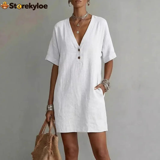 Summer V-Neck Loose Casual Independent New Fashion Dress