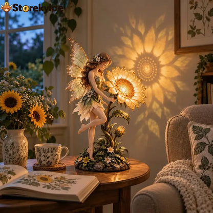 🧚🌻 Sunflower Fairy Statue Light Table Decor