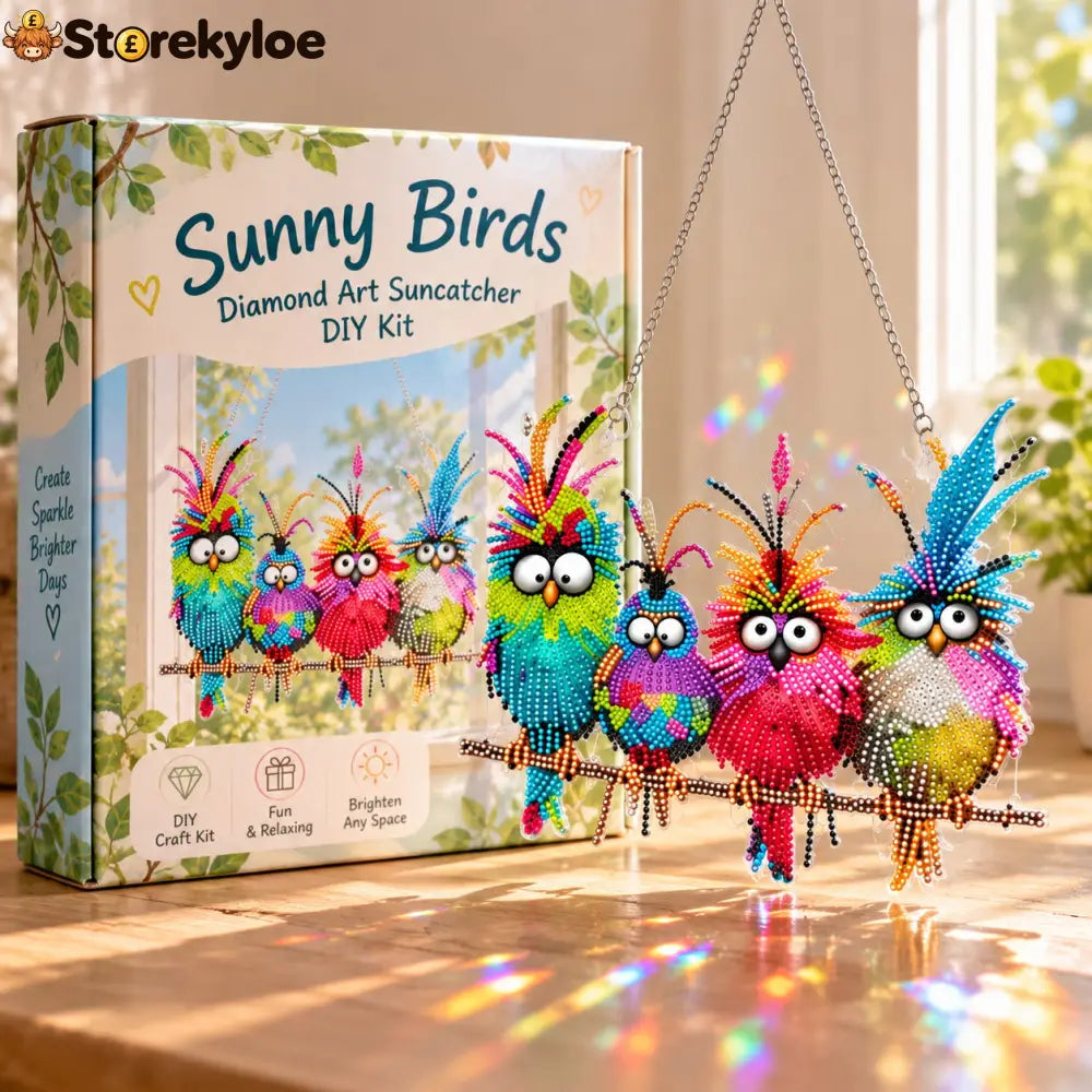 🐦✨ Sunny Birds Diamond Art Suncatcher DIY Kit
