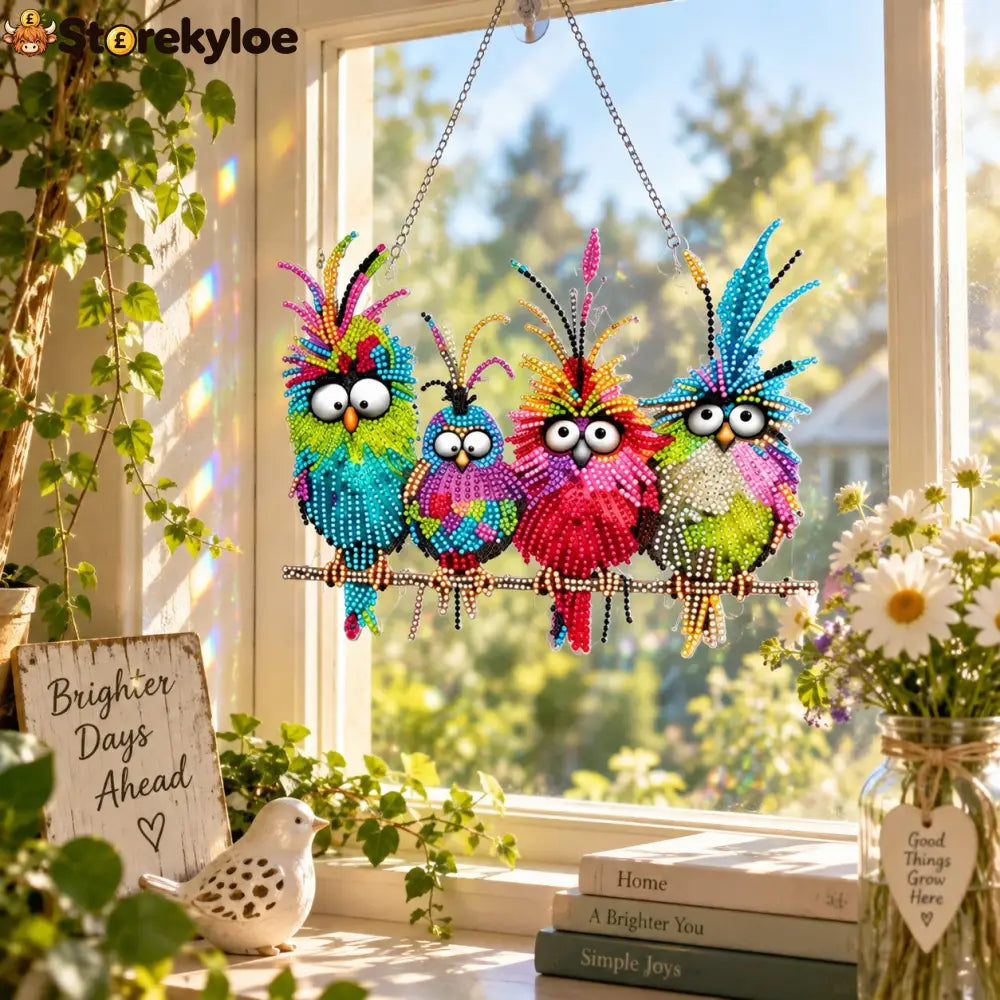 🐦✨ Sunny Birds Diamond Art Suncatcher DIY Kit
