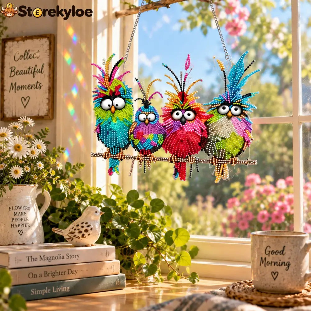 🐦✨ Sunny Birds Diamond Art Suncatcher DIY Kit