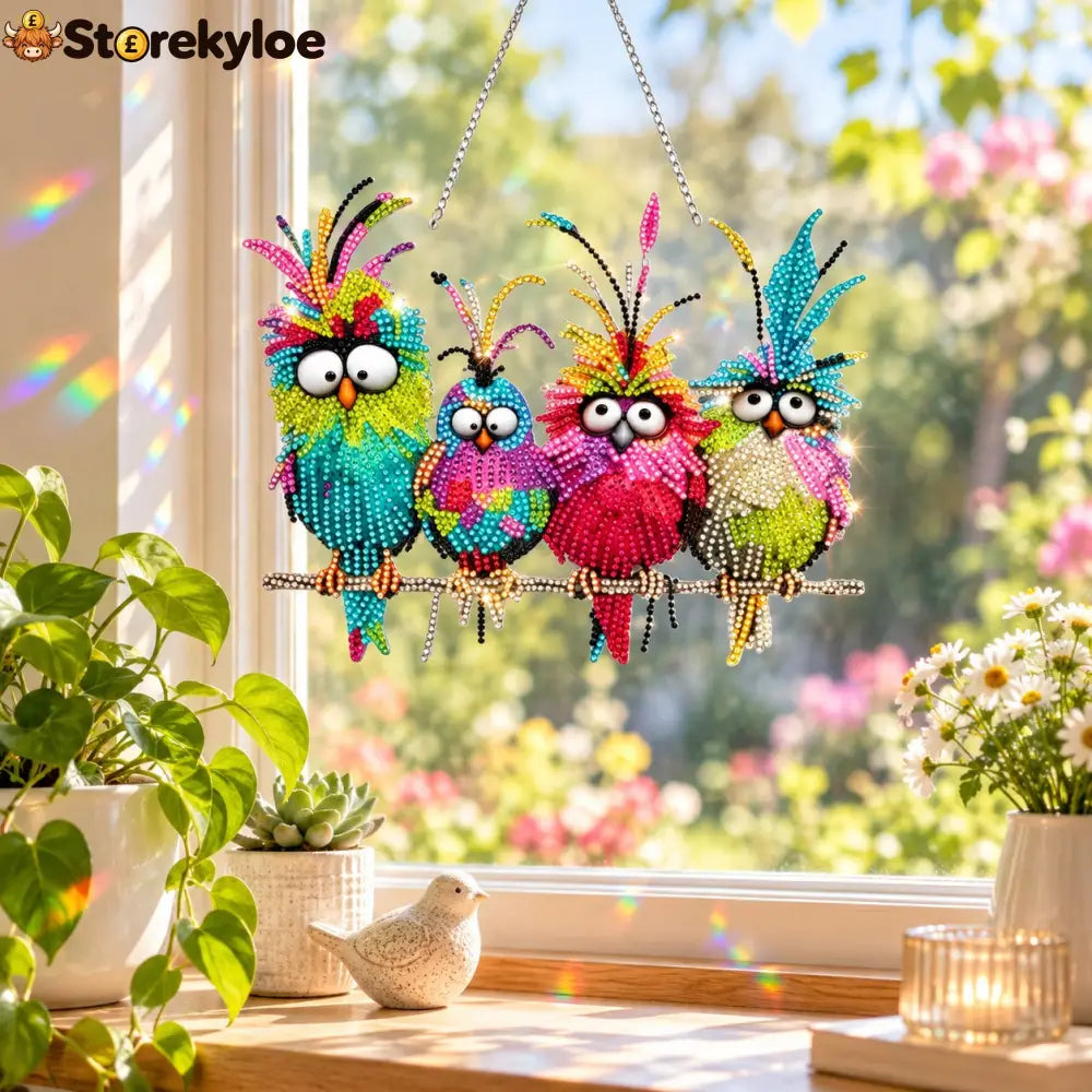 🐦✨ Sunny Birds Diamond Art Suncatcher DIY Kit