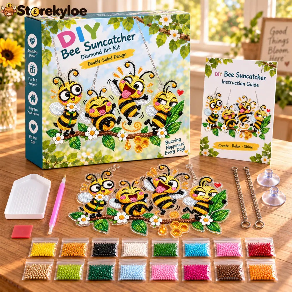 🐦✨ Sunny Birds Diamond Art Suncatcher DIY Kit - 🐝Bee / 7.71 x 9.44 inches
