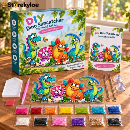 🐦✨ Sunny Birds Diamond Art Suncatcher DIY Kit - 🦖Dinosaur / 7.71 x 9.44 inches