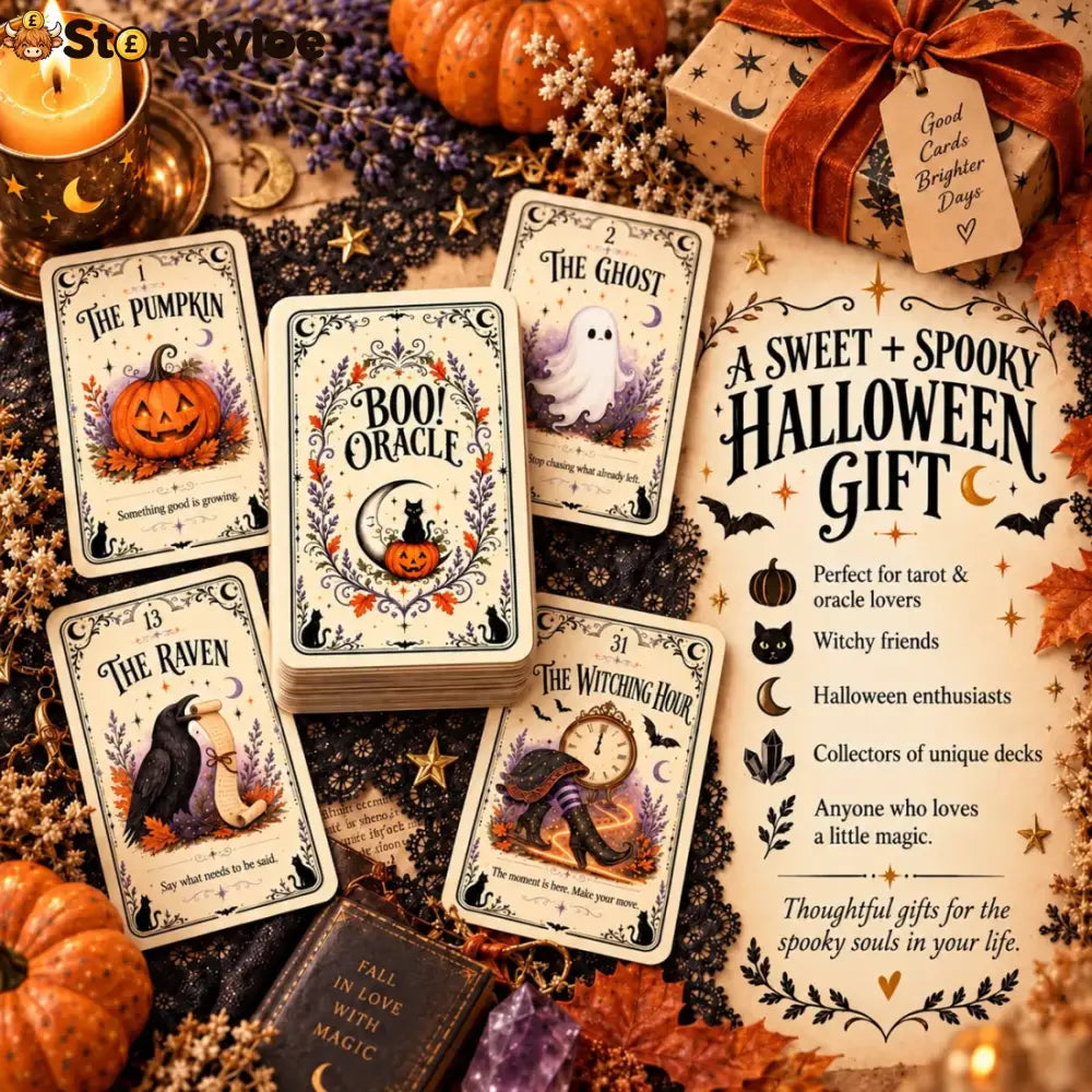 🎃 Sweet & Spooky Halloween Oracle Deck – 31 Illustrated Cards - 🎁