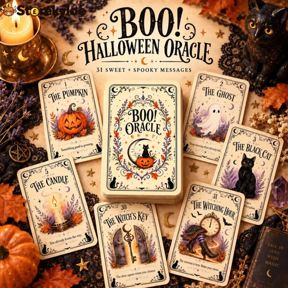 🎃 Sweet & Spooky Halloween Oracle Deck – 31 Illustrated Cards - Recommended 🎁Buy 3 Get 2 Free & Free Shipping (5 pcs)