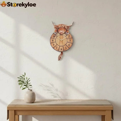 ⭐Swinging Tail Highland Cow Wall Clock