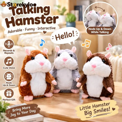 ✨Talking Hamster Plush – repeats whatever you say auto head-shaking hilarious fun for kids & adults.🎁 - Houseware &