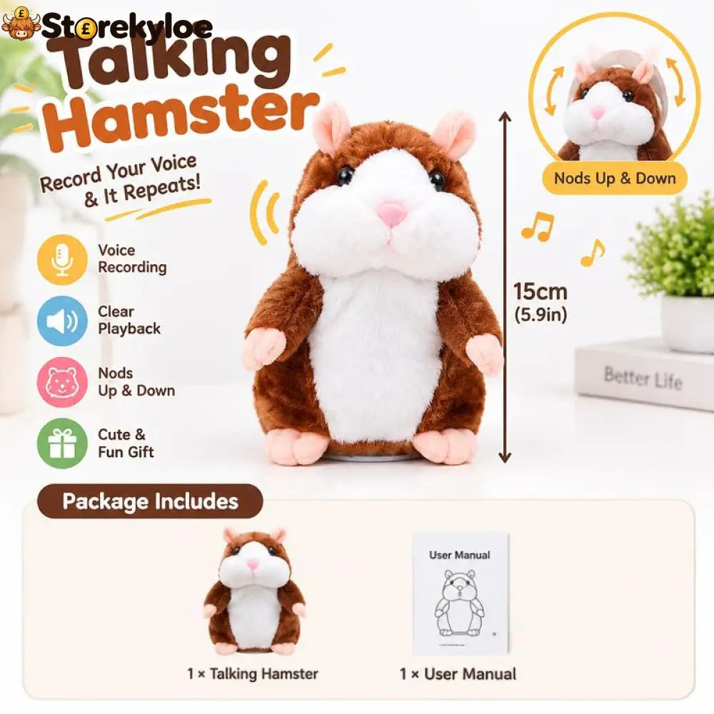 ✨Talking Hamster Plush – repeats whatever you say auto head-shaking hilarious fun for kids & adults.🎁 - Houseware &