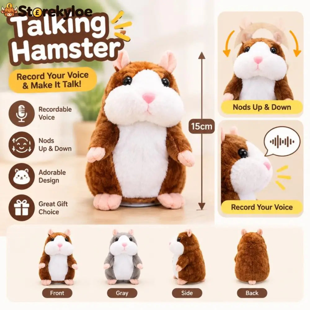 ✨Talking Hamster Plush – repeats whatever you say auto head-shaking hilarious fun for kids & adults.🎁 - Houseware &