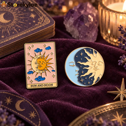 🔮tarot Sun & Moon｜a Little Magic For Two - Tarot Sun & Moon Brooch Set (2pcs)