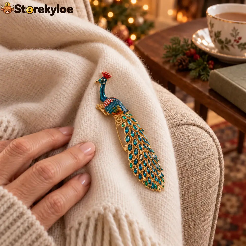 ⏳ LIMITED‑TIME FREE SHIPPING OVER £20 🦚💙teal Crystal Peacock Enamel Vintage Brooch 🦚💙
