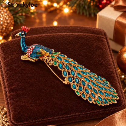 ⏳ LIMITED‑TIME FREE SHIPPING OVER £20 🦚💙teal Crystal Peacock Enamel Vintage Brooch 🦚💙 - A
