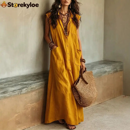 Temperament Commuting Off-Shoulder Bohemian Vacation Loose Shirt Dress