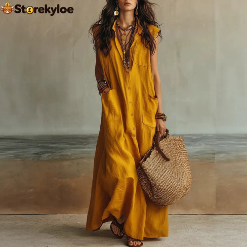 Temperament Commuting Off-Shoulder Bohemian Vacation Loose Shirt Dress