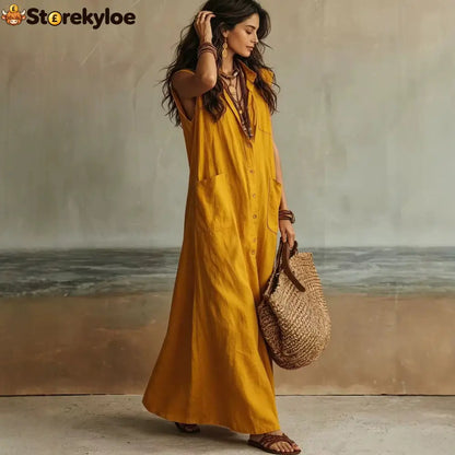 Temperament Commuting Off-Shoulder Bohemian Vacation Loose Shirt Dress