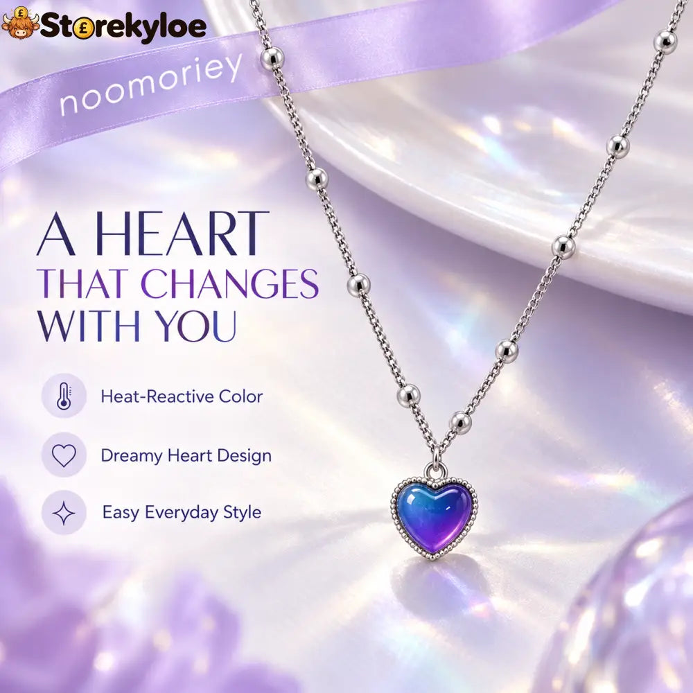 Temperature-Sensitive Color-Changing Heart Necklace for Women