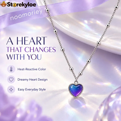 Temperature-Sensitive Color-Changing Heart Necklace for Women